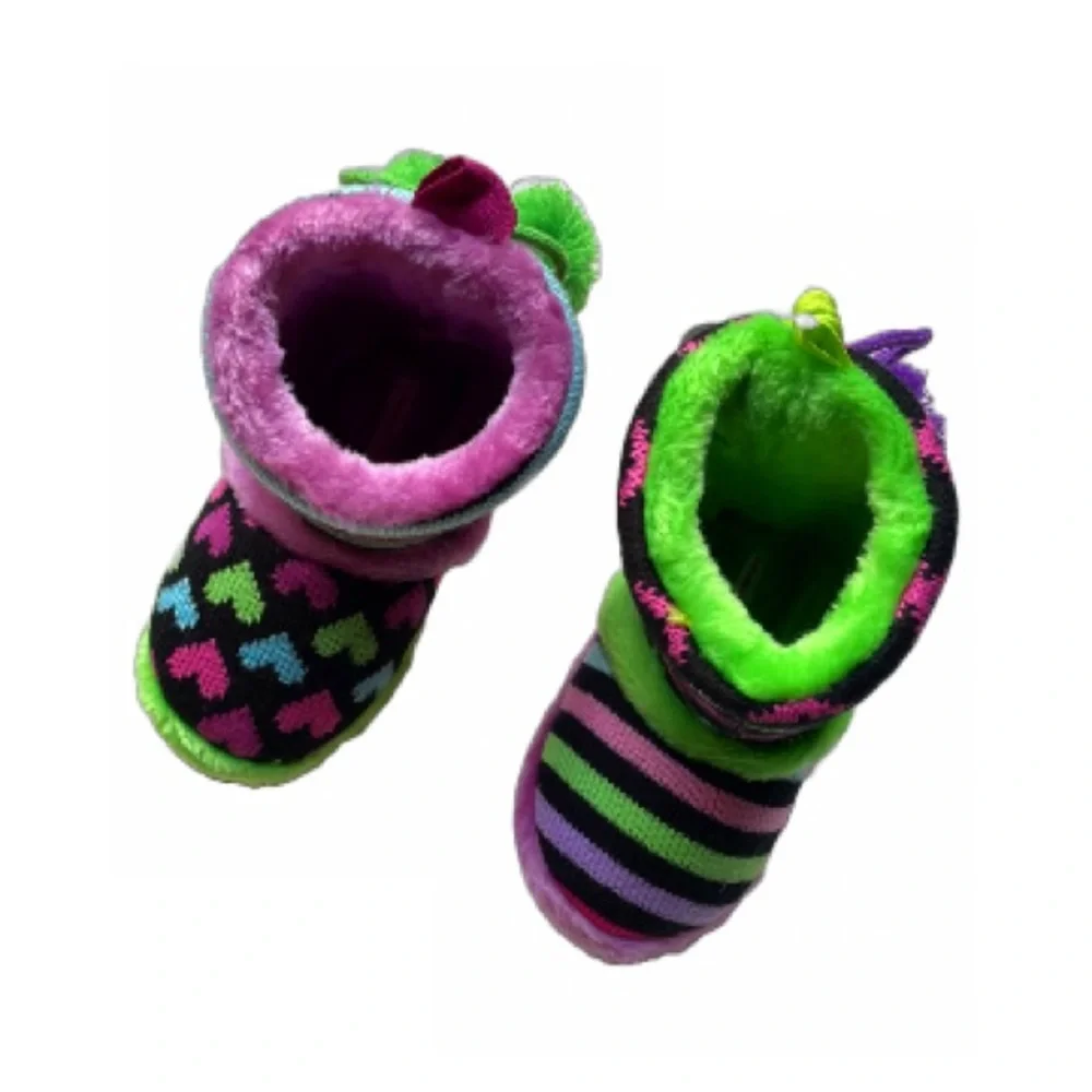 Y2K Slipper Sweater Boots - Rainbow Stripes Stars & Hearts - Little Miss…